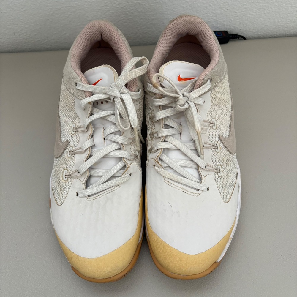 Nike Court‎ Lite Tennis Shoes White Tan Pink  Womens Sz 8 Golf Pickeball